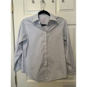 Brooks Brothers Women's 8P Blue Pinstripe Button Down Non Iron Shirt Grandmacore